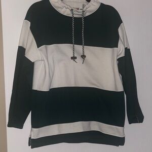 Classic Dark Green  and White Striped Women's Cowl neck sweatshirt
